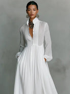 Women's Button-Front Maxi Dress - Flowing Elegance