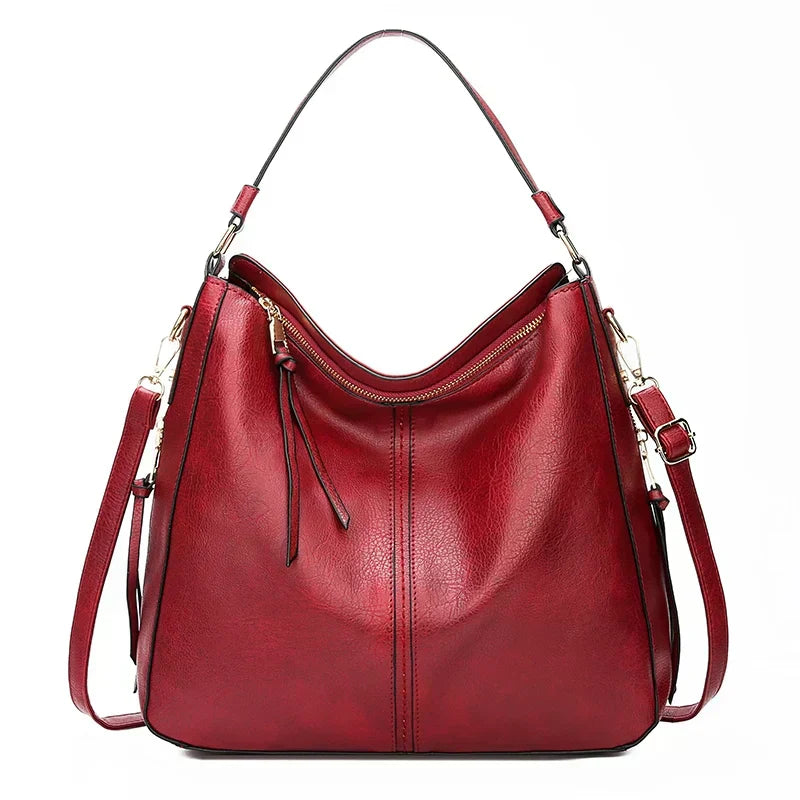 Women's Casual Retro Shoulder Bag in red, Soft Structured Design
