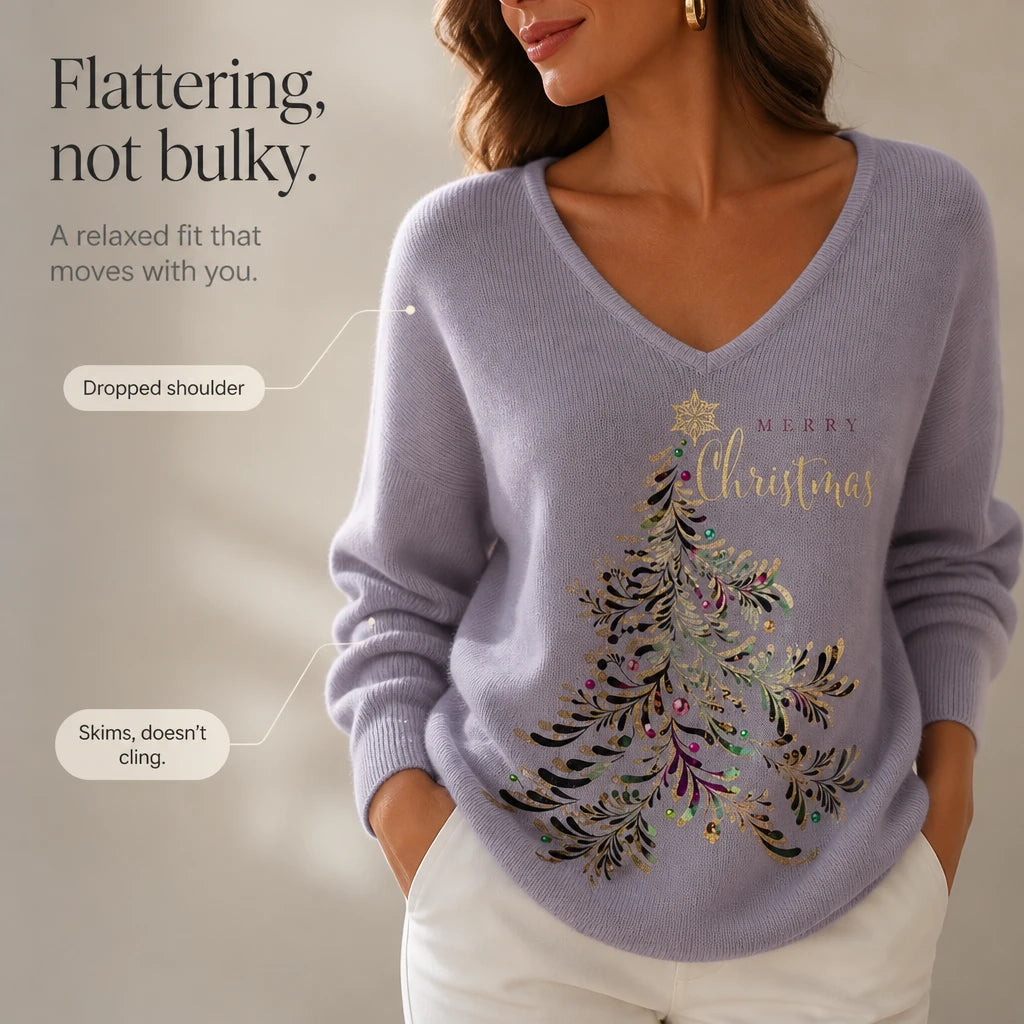 Women's Christmas Tree Graphic Sweater - Relaxed Fit