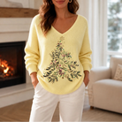 Women's Christmas Tree Graphic Sweater in yellow, Relaxed Fit