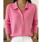 Women's Collared Button Pullover in pink, Refined Comfort