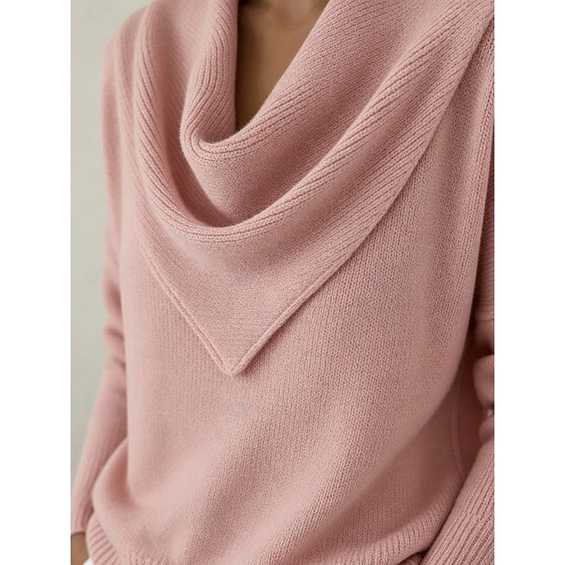 Women's Cowl-Neck Sweater - Elegant Draped Knit