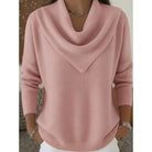 Women's Cowl-Neck Sweater in pink, Elegant Draped Knit