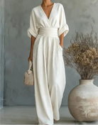 Women's Crossover Jumpsuit - Wide Leg Elegant