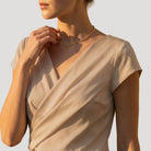 Women's Draped Wrap-Front Blouse - Elegant V-Neck