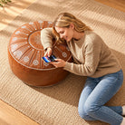 Women's Fillable Storage Ottoman Cover - Embroidered Round Stool