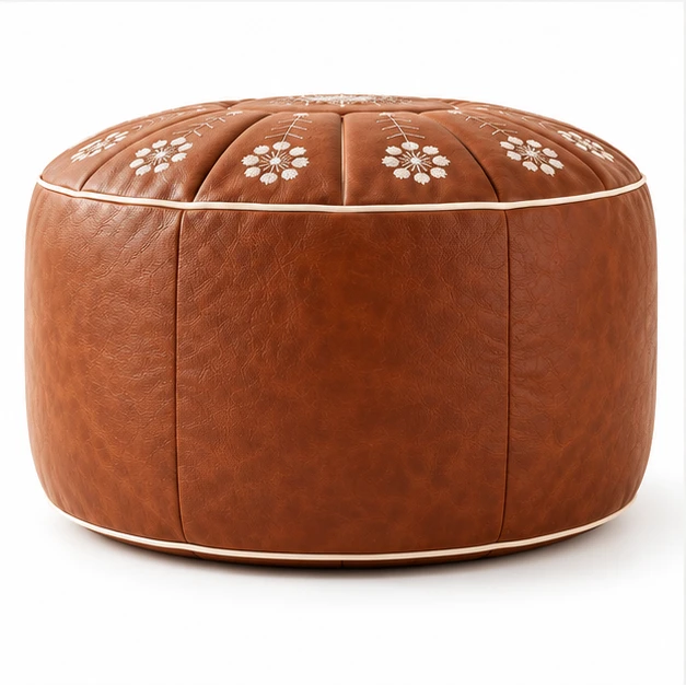 Women's Fillable Storage Ottoman Cover - Embroidered Round Stool