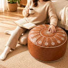 Women's Fillable Storage Ottoman Cover - Embroidered Round Stool