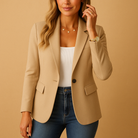 Women's Fitted Tailored Blazer in beige, Classic Elegance