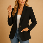Women's Fitted Tailored Blazer in black, Classic Elegance