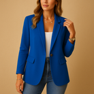 Women's Fitted Tailored Blazer in blue, Classic Elegance