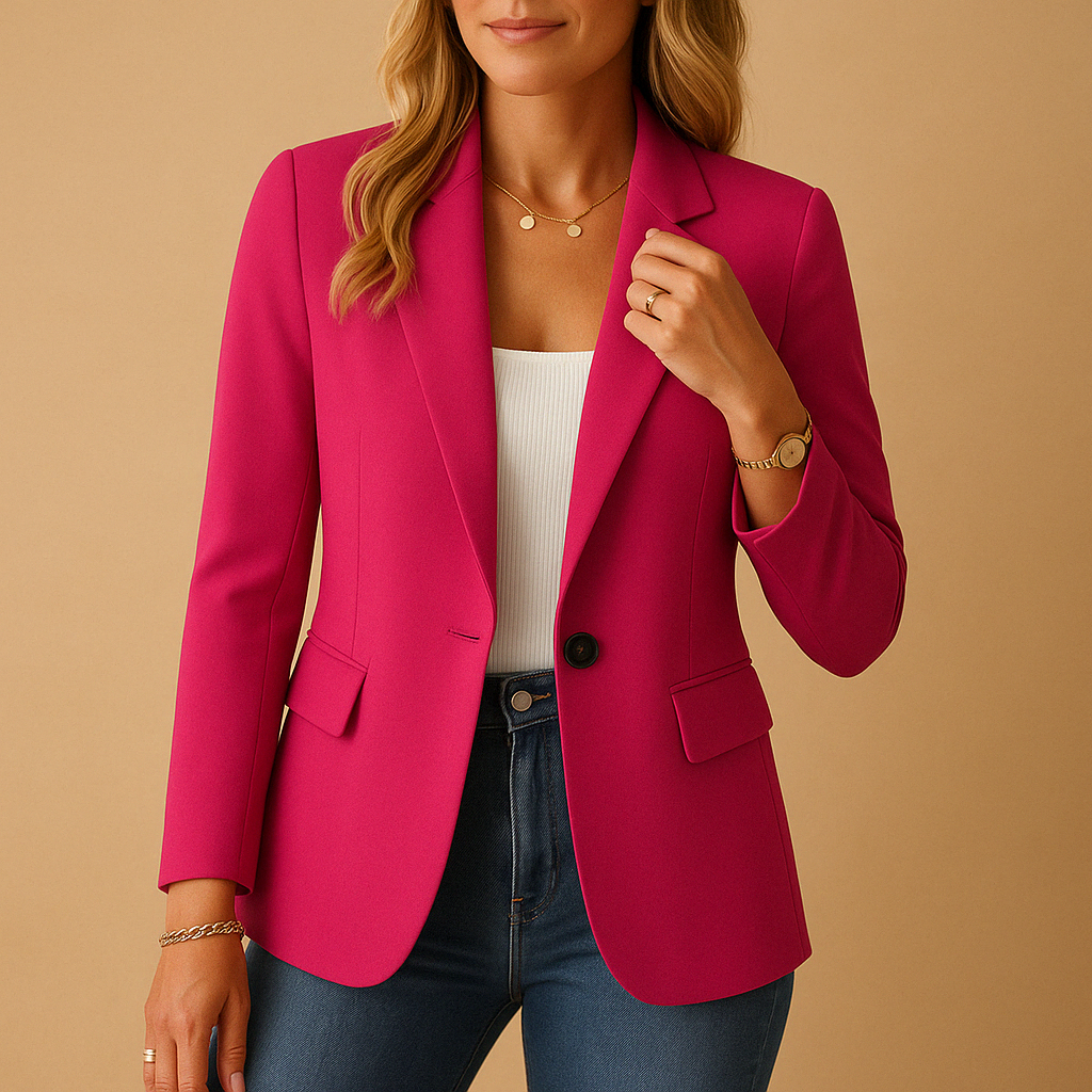 Women's Fitted Tailored Blazer in pink, Classic Elegance
