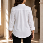 Women's Floral Print Long-Sleeve Shirt - Hip-Length Casual Blouse
