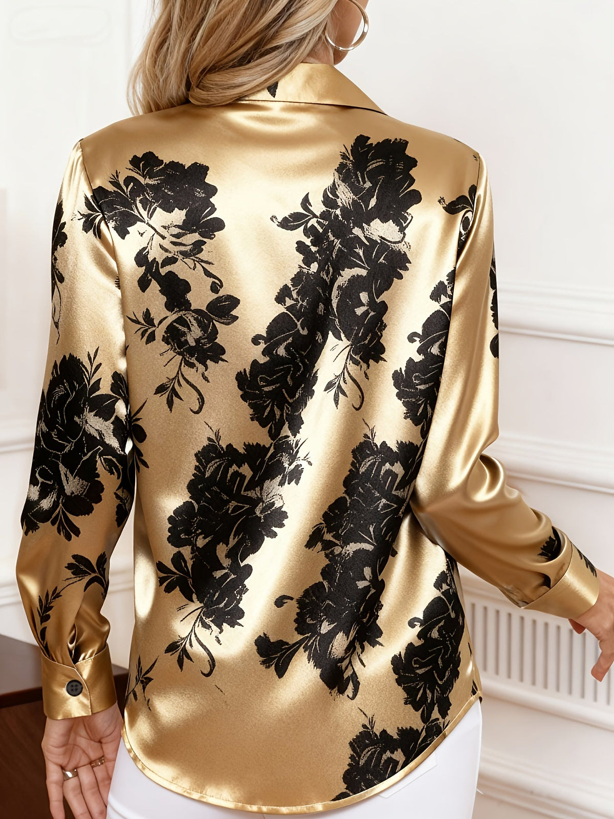 Women's Floral Printed Blouse - Elegant Button-Front