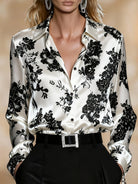 Women's Floral Printed Blouse in white, Elegant Button-Front
