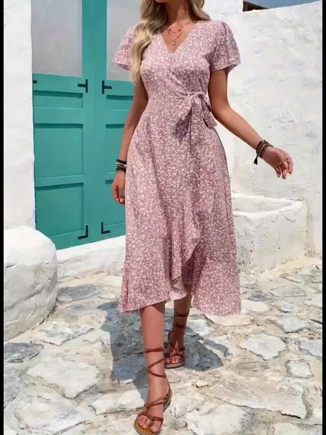 Women's Floral Wrap Dress - Flowing Summer Style