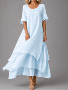 Women's Flowing Layered Maxi Dress in blue, Effortless Elegance