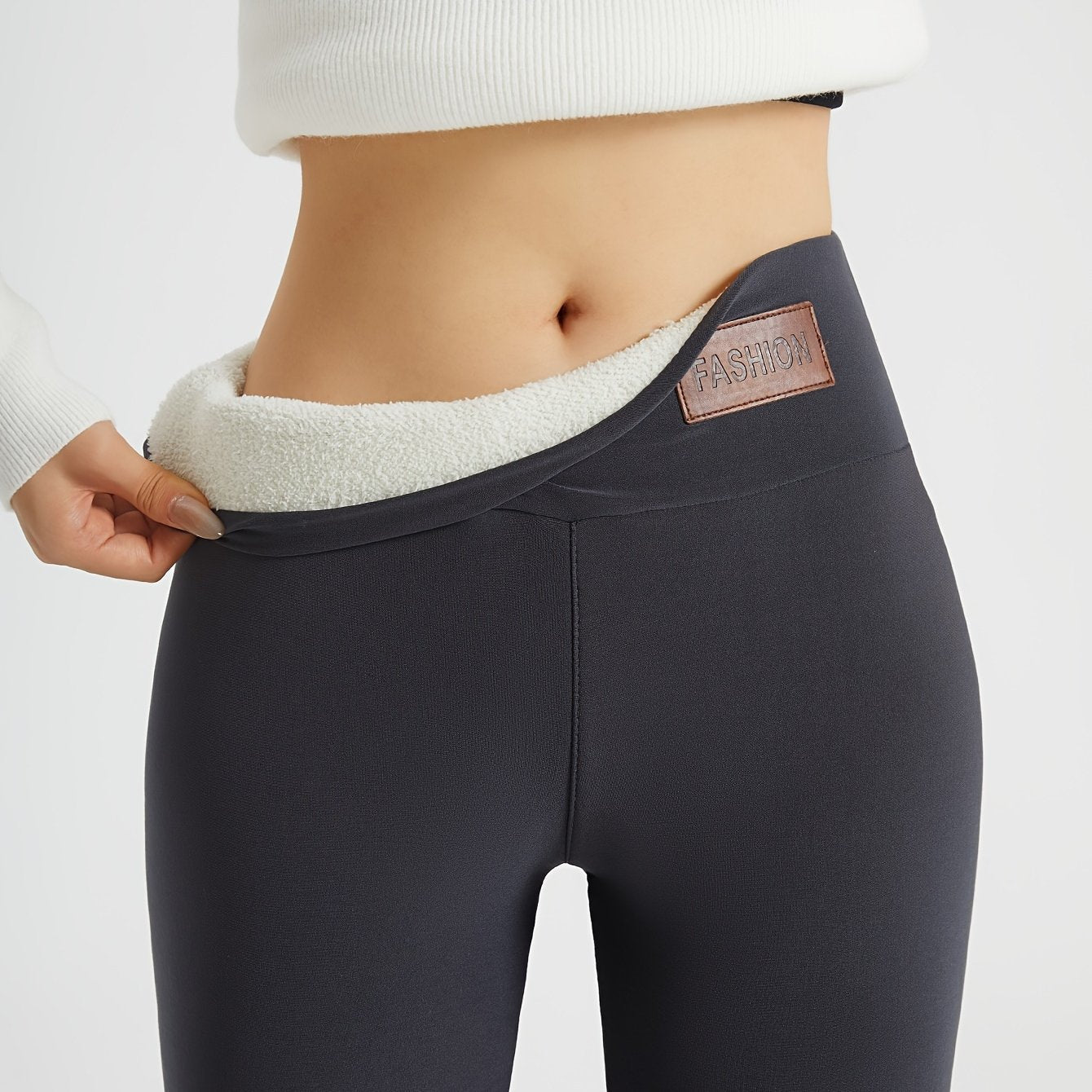 Women's High-Waist Winter Leggings in dark gray, Cozy Lined
