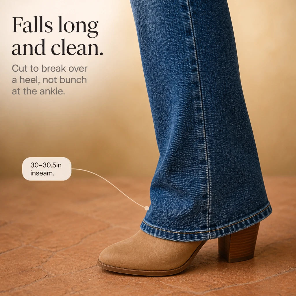 Women's High-Waisted Bootcut Jeans - Double-Button Fit