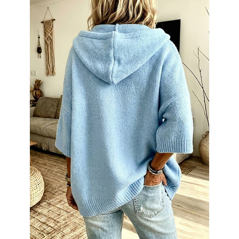 Women's Hooded Open-Front Cardigan - Relaxed Fit