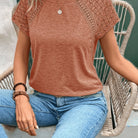 Women's Lace-Sleeve T-Shirt in apricot, Everyday Elegance