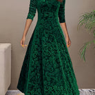 Women's Long-Sleeve Midi Dress - Elegant V-Neck