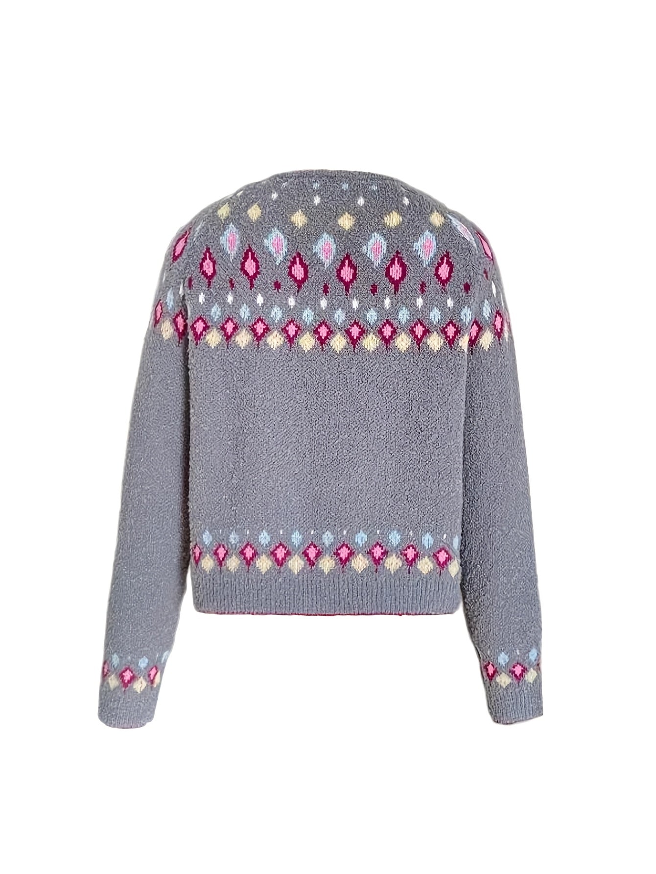 Women's Nordic Patterned Cardigan - Relaxed Button-Front Layer