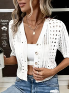 Women's Open-Knit Short-Sleeve Cardigan - Delphine