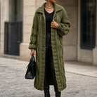 Women's Oversized Cable-Knit Longline Cardigan - Open Front
