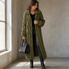 Women's Oversized Cable-Knit Longline Cardigan - Open Front