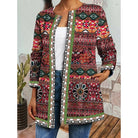 Women's Patterned Open-Front Jacket in green, Relaxed Fit