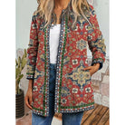 Women's Patterned Open-Front Jacket in red, Relaxed Fit