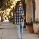 Women's Plaid Button-Front Blouse - Relaxed Hip-Length