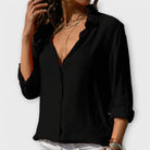 Women's Refined Button-Up Blouse in black, Timeless Elegance