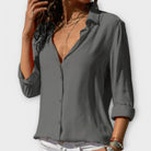 Women's Refined Button-Up Blouse in grey, Timeless Elegance
