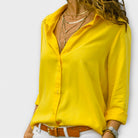 Women's Refined Button-Up Blouse in yellow, Timeless Elegance