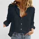 Women's Relaxed Button-Up Blouse in black, Effortless Elegance
