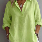 Women's Relaxed Collared Blouse in lime, Effortless Elegance