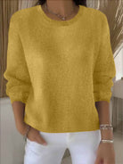 Women's Relaxed Everyday Sweater in yellow, Soft Knit Round Neck