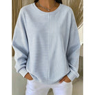 Women's Relaxed Striped Sweatshirt in blue, Crew Neck