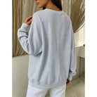 Women's Relaxed Striped Sweatshirt - Crew Neck