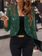 Women's Shimmer Cropped Jacket - 3/4 Sleeve