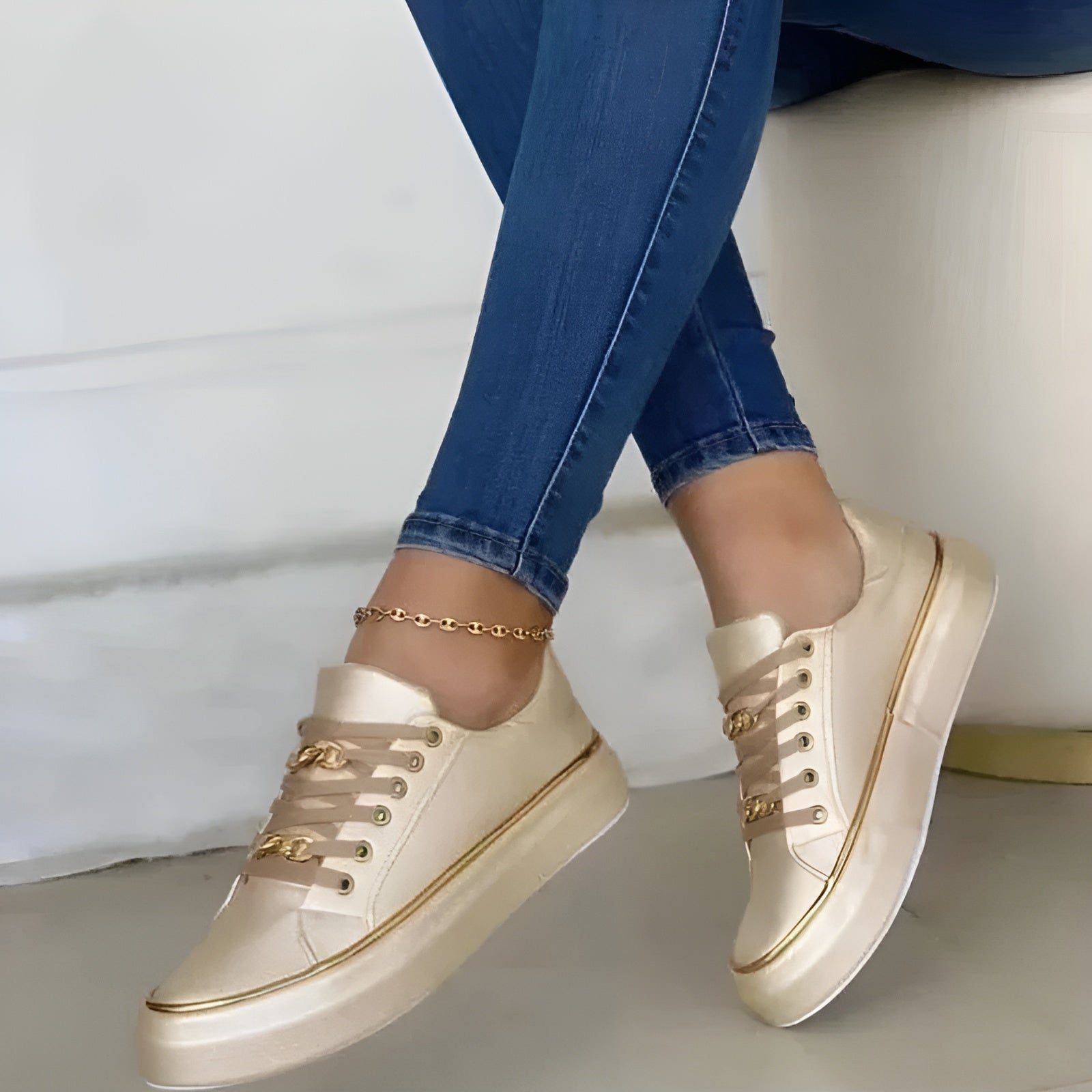 Women's Slip-On Sneakers in gold, Comfort & Style