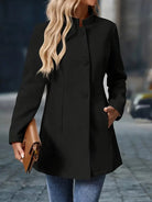 Women's Stand-Collar Button Coat - Elegant Tailored Layer