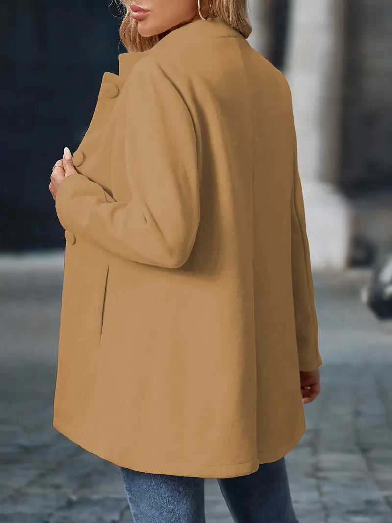 Women's Stand-Collar Button Coat - Elegant Tailored Layer