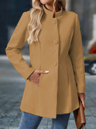 Women's Stand-Collar Button Coat - Elegant Tailored Layer