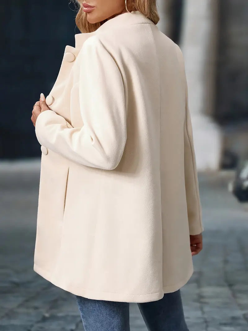 Women's Stand-Collar Button Coat - Elegant Tailored Layer