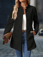 Women's Stand-Collar Button Coat - Elegant Tailored Layer