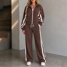 Women's Striped Lounge Set in brown, Relaxed Two-Piece