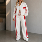 Women's Striped Lounge Set in white, Relaxed Two-Piece